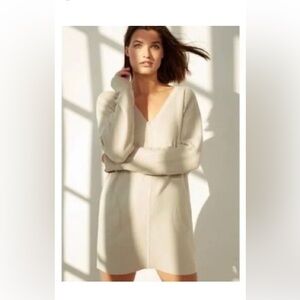 Light Beige V-Neck Long Sleeve Dress by Saturday Sunday